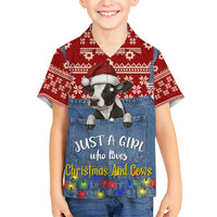 Just A Girl Who Loves Christmas And Cows Christmas Kid Hawaiian Shirt Funny Xmas Holiday Patterns - Wonder Print Shop