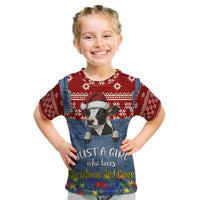 Just A Girl Who Loves Christmas And Cows Christmas Kid T Shirt Funny Xmas Holiday Patterns - Wonder Print Shop