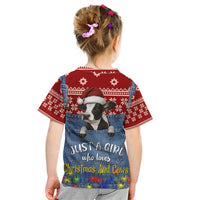 Just A Girl Who Loves Christmas And Cows Christmas Kid T Shirt Funny Xmas Holiday Patterns - Wonder Print Shop