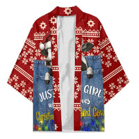 Just A Girl Who Loves Christmas And Cows Christmas Kimono Funny Xmas Holiday Patterns - Wonder Print Shop