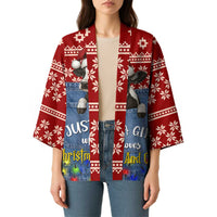 Just A Girl Who Loves Christmas And Cows Christmas Kimono Funny Xmas Holiday Patterns - Wonder Print Shop