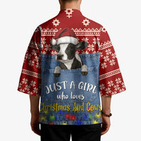 Just A Girl Who Loves Christmas And Cows Christmas Kimono Funny Xmas Holiday Patterns - Wonder Print Shop