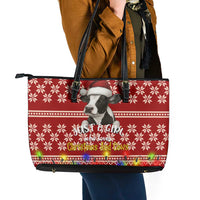 Just A Girl Who Loves Christmas And Cows Christmas Leather Tote Bag Funny Xmas Holiday Patterns - Wonder Print Shop