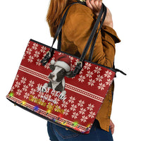 Just A Girl Who Loves Christmas And Cows Christmas Leather Tote Bag Funny Xmas Holiday Patterns - Wonder Print Shop