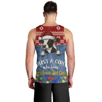 Just A Girl Who Loves Christmas And Cows Christmas Men Tank Top Funny Xmas Holiday Patterns - Wonder Print Shop