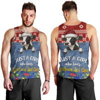 Just A Girl Who Loves Christmas And Cows Christmas Men Tank Top Funny Xmas Holiday Patterns - Wonder Print Shop