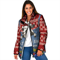 Just A Girl Who Loves Christmas And Cows Christmas Padded Jacket Funny Xmas Holiday Patterns - Wonder Print Shop