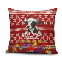 Just A Girl Who Loves Christmas And Cows Christmas Pillow Cover Funny Xmas Holiday Patterns - Wonder Print Shop