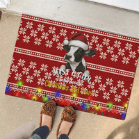Just A Girl Who Loves Christmas And Cows Christmas Rubber Doormat Funny Xmas Holiday Patterns - Wonder Print Shop