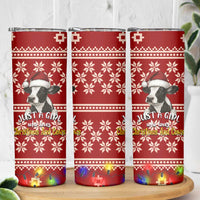 Just A Girl Who Loves Christmas And Cows Christmas Skinny Tumbler Funny Xmas Holiday Patterns - Wonder Print Shop