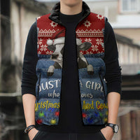 Just A Girl Who Loves Christmas And Cows Christmas Sleeveless Puffer Jacket Funny Xmas Holiday Patterns - Wonder Print Shop
