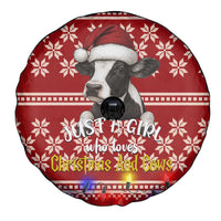 Just A Girl Who Loves Christmas And Cows Christmas Spare Tire Cover Funny Xmas Holiday Patterns - Wonder Print Shop