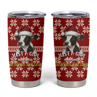 Just A Girl Who Loves Christmas And Cows Christmas Tumbler Cup Funny Xmas Holiday Patterns - Wonder Print Shop