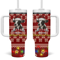 Just A Girl Who Loves Christmas And Cows Christmas Tumbler With Handle Funny Xmas Holiday Patterns - Wonder Print Shop
