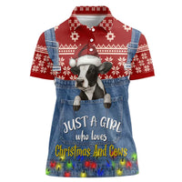 Just A Girl Who Loves Christmas And Cows Christmas Women Polo Shirt Funny Xmas Holiday Patterns - Wonder Print Shop