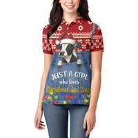 Just A Girl Who Loves Christmas And Cows Christmas Women Polo Shirt Funny Xmas Holiday Patterns - Wonder Print Shop