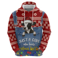 Just A Girl Who Loves Christmas And Cows Christmas Zip Hoodie Funny Xmas Holiday Patterns - Wonder Print Shop