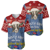 Just A Girl Who Loves Christmas And Goats Ugly Christma Baseball Jersey Funny Xmas Holiday Patterns - Wonder Print Shop