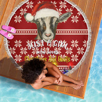 Just A Girl Who Loves Christmas And Goats Ugly Christma Beach Blanket Funny Xmas Holiday Patterns - Wonder Print Shop