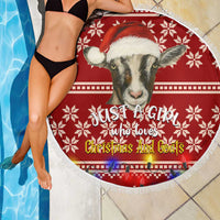 Just A Girl Who Loves Christmas And Goats Ugly Christma Beach Blanket Funny Xmas Holiday Patterns - Wonder Print Shop