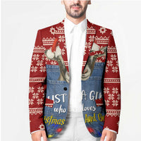 Just A Girl Who Loves Christmas And Goats Ugly Christma Blazer Funny Xmas Holiday Patterns - Wonder Print Shop