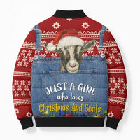 Just A Girl Who Loves Christmas And Goats Ugly Christma Bomber Puffer Jacket Funny Xmas Holiday Patterns - Wonder Print Shop