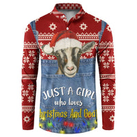 Just A Girl Who Loves Christmas And Goats Ugly Christma Button Sweatshirt Funny Xmas Holiday Patterns - Wonder Print Shop