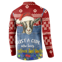 Just A Girl Who Loves Christmas And Goats Ugly Christma Button Sweatshirt Funny Xmas Holiday Patterns - Wonder Print Shop