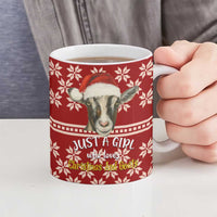 Just A Girl Who Loves Christmas And Goats Ugly Christma Ceramic Mug Funny Xmas Holiday Patterns - Wonder Print Shop