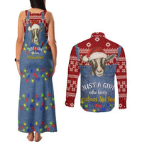 Just A Girl Who Loves Christmas And Goats Ugly Christma Couples Matching Tank Maxi Dress and Long Sleeve Button Shirt Funny Xmas Holiday Patterns - Wonder Print Shop