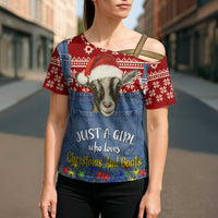 Just A Girl Who Loves Christmas And Goats Ugly Christma Cross Shoulder Shirt Funny Xmas Holiday Patterns - Wonder Print Shop