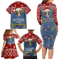 Just A Girl Who Loves Christmas And Goats Ugly Christma Family Matching Long Sleeve Bodycon Dress and Hawaiian Shirt Funny Xmas Holiday Patterns - Wonder Print Shop