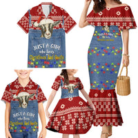 Just A Girl Who Loves Christmas And Goats Ugly Christma Family Matching Mermaid Dress and Hawaiian Shirt Funny Xmas Holiday Patterns - Wonder Print Shop