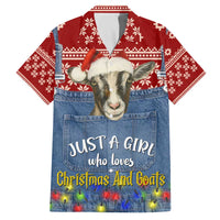 Just A Girl Who Loves Christmas And Goats Ugly Christma Family Matching Off The Shoulder Long Sleeve Dress and Hawaiian Shirt Funny Xmas Holiday Patterns - Wonder Print Shop