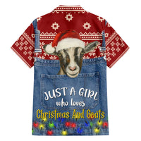 Just A Girl Who Loves Christmas And Goats Ugly Christma Family Matching Off The Shoulder Long Sleeve Dress and Hawaiian Shirt Funny Xmas Holiday Patterns - Wonder Print Shop
