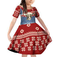 Just A Girl Who Loves Christmas And Goats Ugly Christma Family Matching Off Shoulder Short Dress and Hawaiian Shirt Funny Xmas Holiday Patterns - Wonder Print Shop
