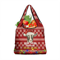 Just A Girl Who Loves Christmas And Goats Ugly Christma Grocery Bag Funny Xmas Holiday Patterns - Wonder Print Shop