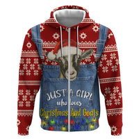 Just A Girl Who Loves Christmas And Goats Ugly Christma Hoodie Funny Xmas Holiday Patterns - Wonder Print Shop
