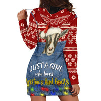Just A Girl Who Loves Christmas And Goats Ugly Christma Hoodie Dress Funny Xmas Holiday Patterns - Wonder Print Shop
