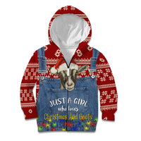 Just A Girl Who Loves Christmas And Goats Ugly Christma Kid Hoodie Funny Xmas Holiday Patterns - Wonder Print Shop