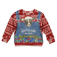 Just A Girl Who Loves Christmas And Goats Ugly Christma Kid Ugly Christmas Sweater Funny Xmas Holiday Patterns - Wonder Print Shop