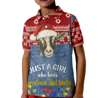 Just A Girl Who Loves Christmas And Goats Ugly Christma Kid Polo Shirt Funny Xmas Holiday Patterns - Wonder Print Shop