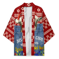 Just A Girl Who Loves Christmas And Goats Ugly Christma Kimono Funny Xmas Holiday Patterns - Wonder Print Shop