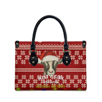 Just A Girl Who Loves Christmas And Goats Ugly Christma Leather Bag Funny Xmas Holiday Patterns - Wonder Print Shop