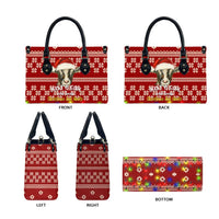 Just A Girl Who Loves Christmas And Goats Ugly Christma Leather Bag Funny Xmas Holiday Patterns - Wonder Print Shop