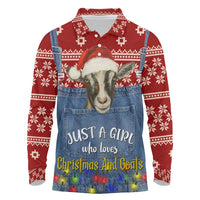 Just A Girl Who Loves Christmas And Goats Ugly Christma Long Sleeve Polo Shirt Funny Xmas Holiday Patterns - Wonder Print Shop