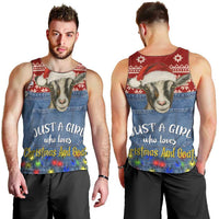Just A Girl Who Loves Christmas And Goats Ugly Christma Men Tank Top Funny Xmas Holiday Patterns - Wonder Print Shop
