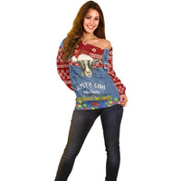 Just A Girl Who Loves Christmas And Goats Ugly Christma Off Shoulder Sweater Funny Xmas Holiday Patterns - Wonder Print Shop