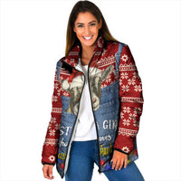 Just A Girl Who Loves Christmas And Goats Ugly Christma Padded Jacket Funny Xmas Holiday Patterns - Wonder Print Shop