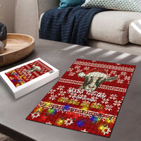 Just A Girl Who Loves Christmas And Goats Ugly Christma Puzzle Funny Xmas Holiday Patterns - Wonder Print Shop